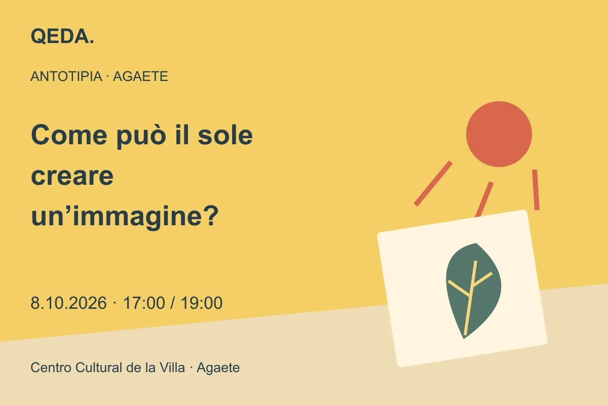 Illustrazione gialla di sole, foglia e stampa botanica con una domanda sulle immagini create dalla luce.