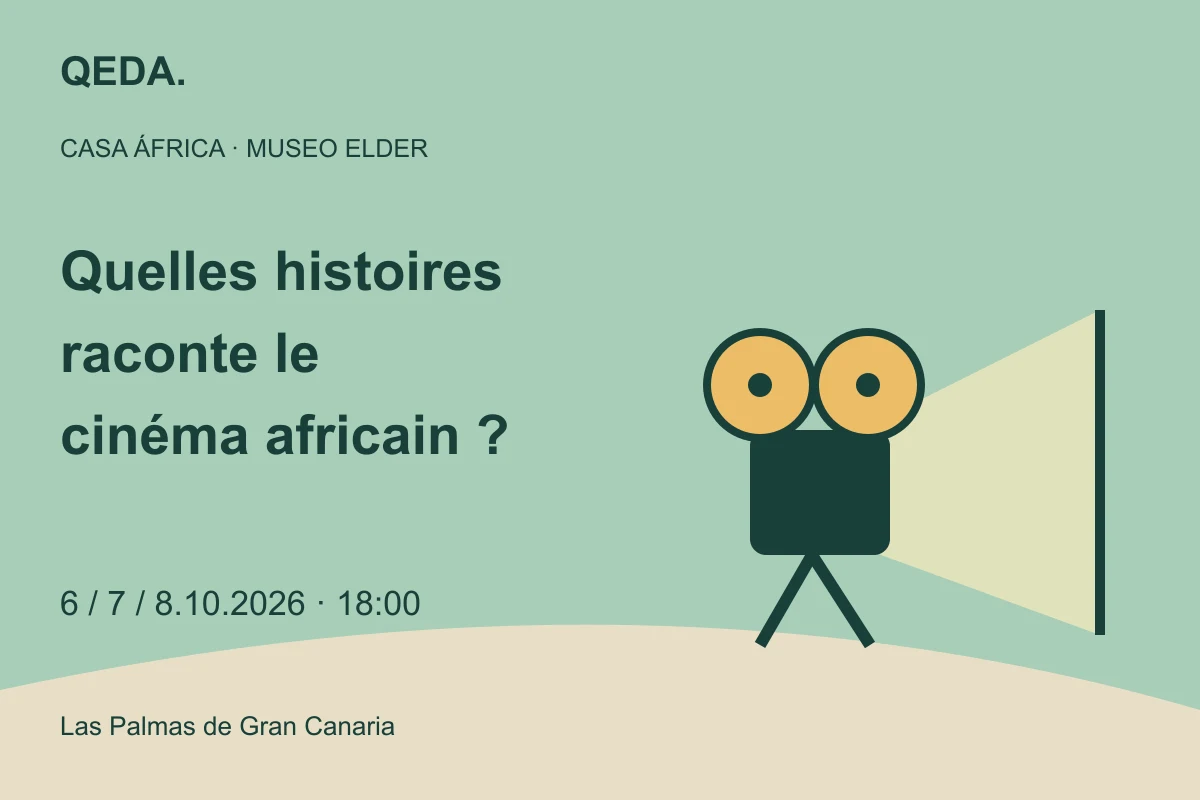 Illustration verte d’un projecteur et d’un écran avec la question : Quelles histoires raconte le cinéma africain ?