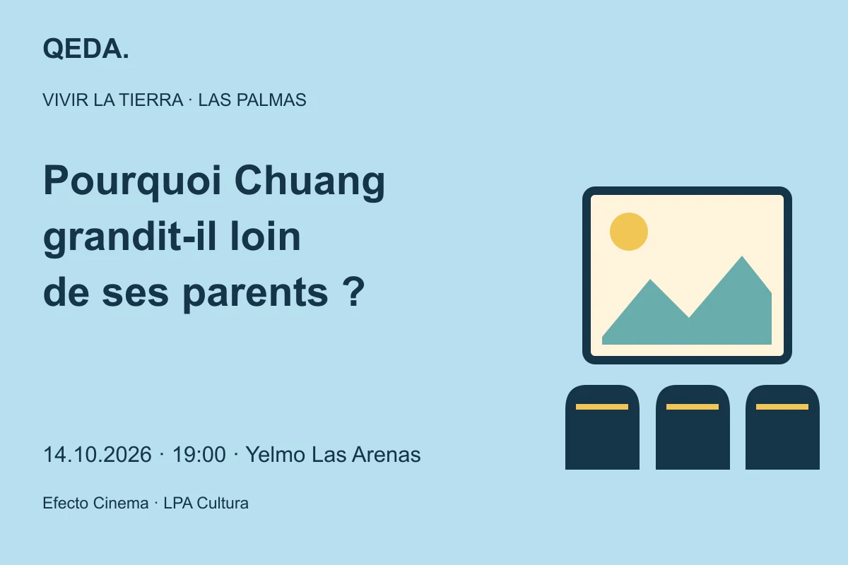 Illustration bleue d’un écran et de fauteuils de cinéma, avec la question : Pourquoi Chuang grandit-il loin de ses parents ?